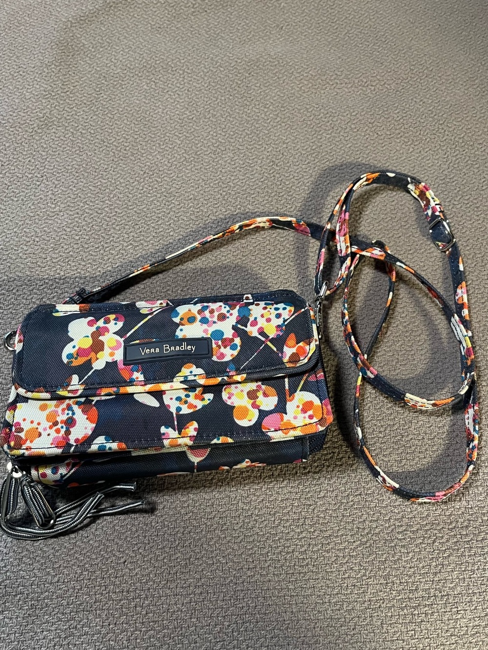 Vera Bradley Navy Floral Crossbody Wallet